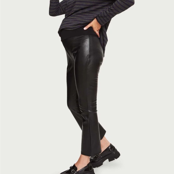 HATCH The Vegan Stretch Leather Crop Flare Black L - Picture 5 of 7